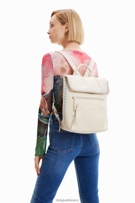 Desigual mujer mochila mediana con solapa bordada VZ26R01357 accesorio