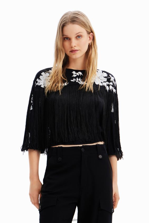 Desigual mujer blusa bordada con flecos VZ26R0627 ropa