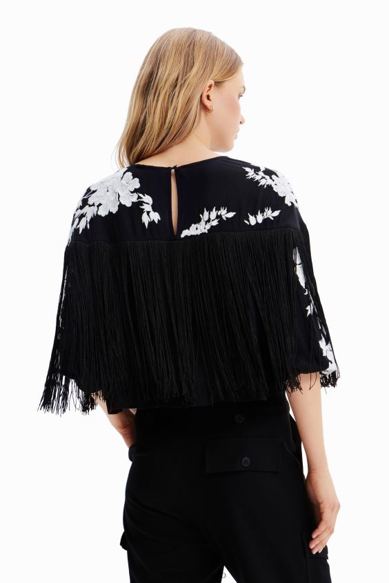 Desigual mujer blusa bordada con flecos VZ26R0627 ropa