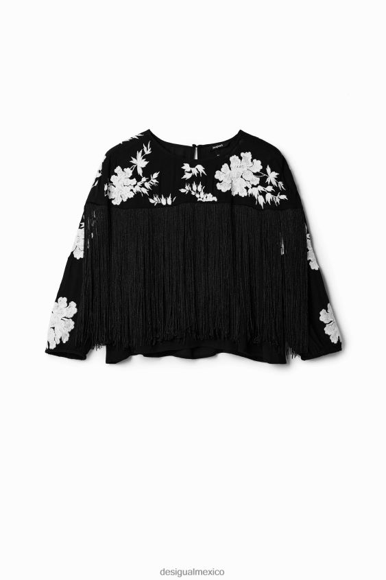 Desigual mujer blusa bordada con flecos VZ26R0627 ropa