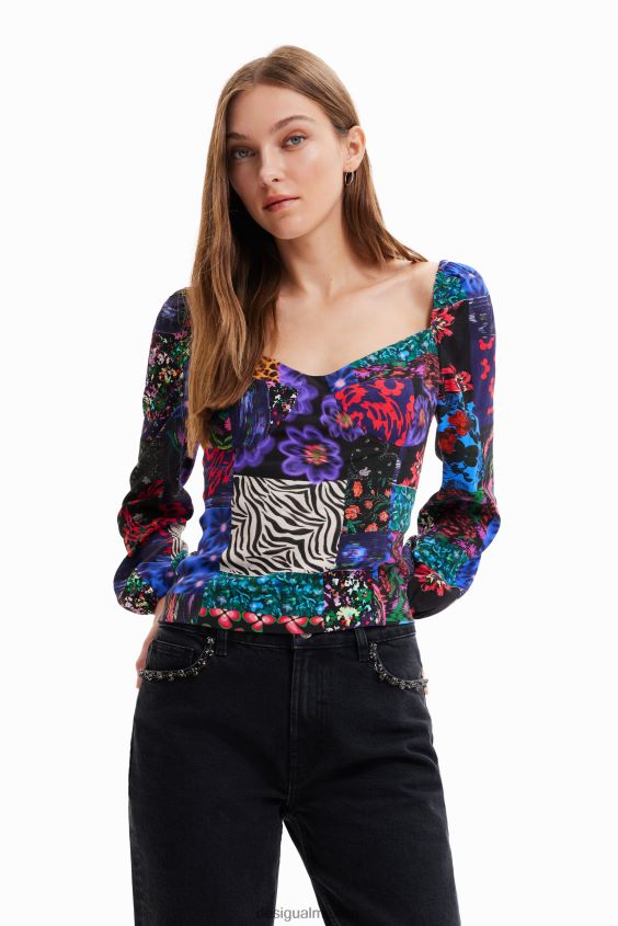 Desigual mujer blusa con corsé y patchwork VZ26R01035 ropa