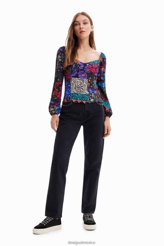 Desigual mujer blusa con corsé y patchwork VZ26R01035 ropa