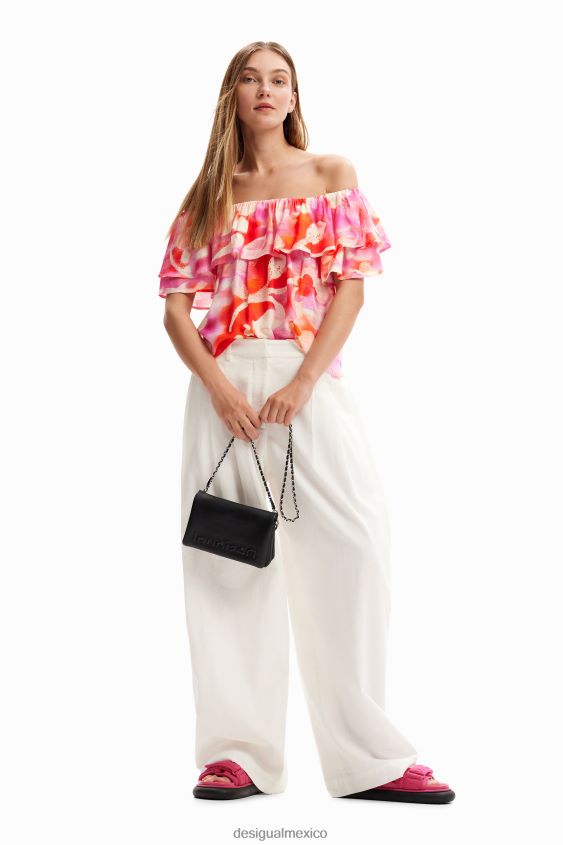 Desigual mujer blusa con volantes florales VZ26R01160 ropa