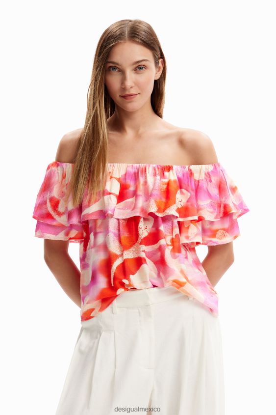 Desigual mujer blusa con volantes florales VZ26R01160 ropa