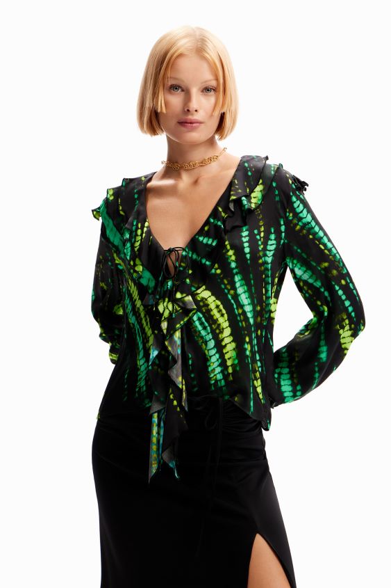 Desigual mujer blusa con volantes y efecto tie-dye VZ26R0166 ropa