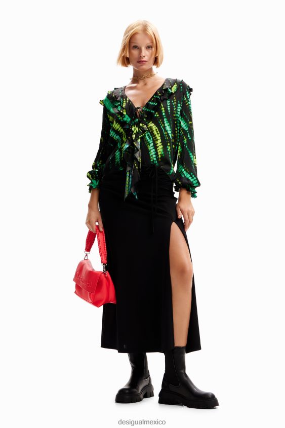 Desigual mujer blusa con volantes y efecto tie-dye VZ26R0166 ropa