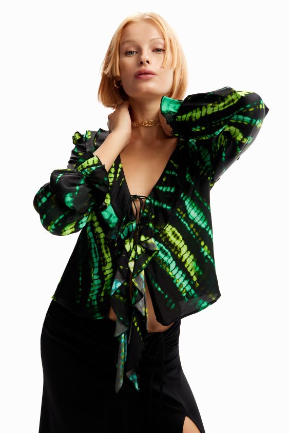 Desigual mujer blusa con volantes y efecto tie-dye VZ26R0166 ropa
