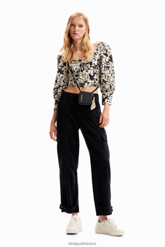 Desigual mujer blusa corta con corsé floral VZ26R0250 ropa