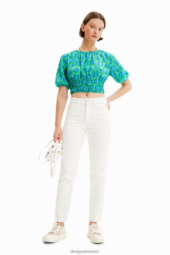 Desigual mujer blusa corta con efecto tie-dye y mangas abullonadas VZ26R0692 ropa