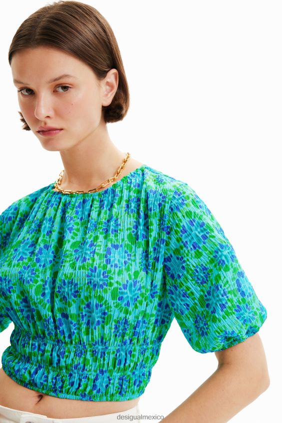 Desigual mujer blusa corta con efecto tie-dye y mangas abullonadas VZ26R0692 ropa