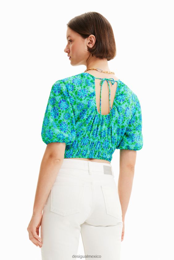 Desigual mujer blusa corta con efecto tie-dye y mangas abullonadas VZ26R0692 ropa