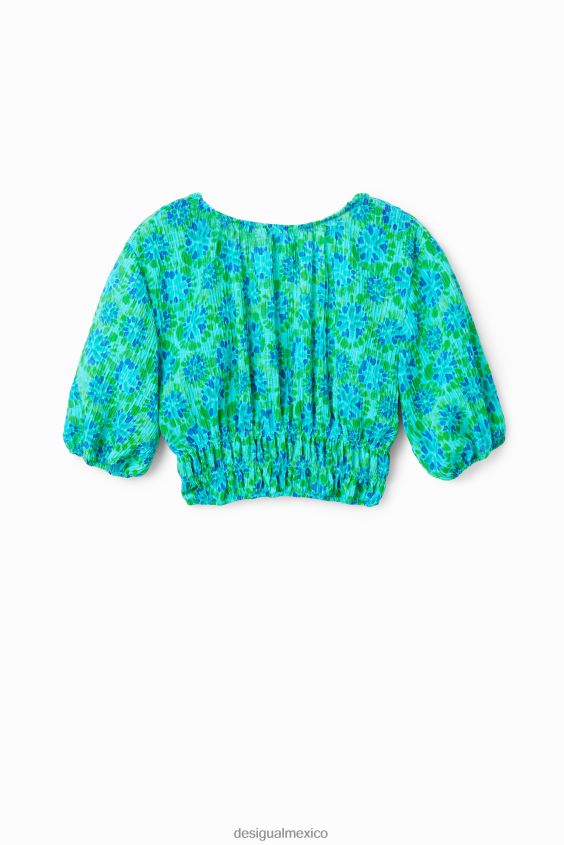 Desigual mujer blusa corta con efecto tie-dye y mangas abullonadas VZ26R0692 ropa