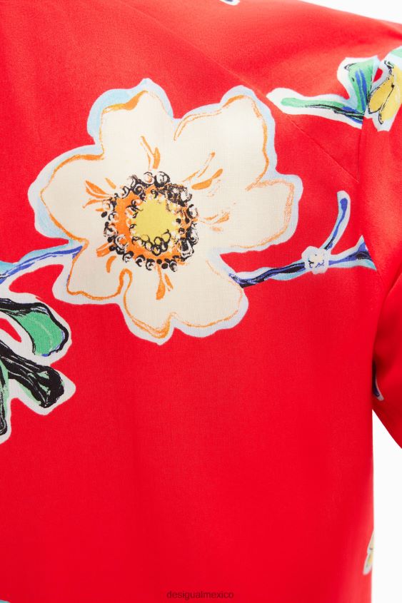 Desigual mujer blusa corta fruncida con flores VZ26R0542 ropa