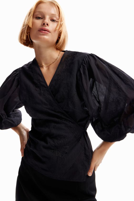 Desigual mujer blusa cruzada bordada VZ26R0179 ropa