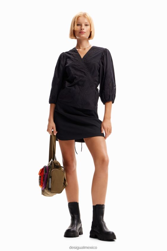 Desigual mujer blusa cruzada bordada VZ26R0179 ropa