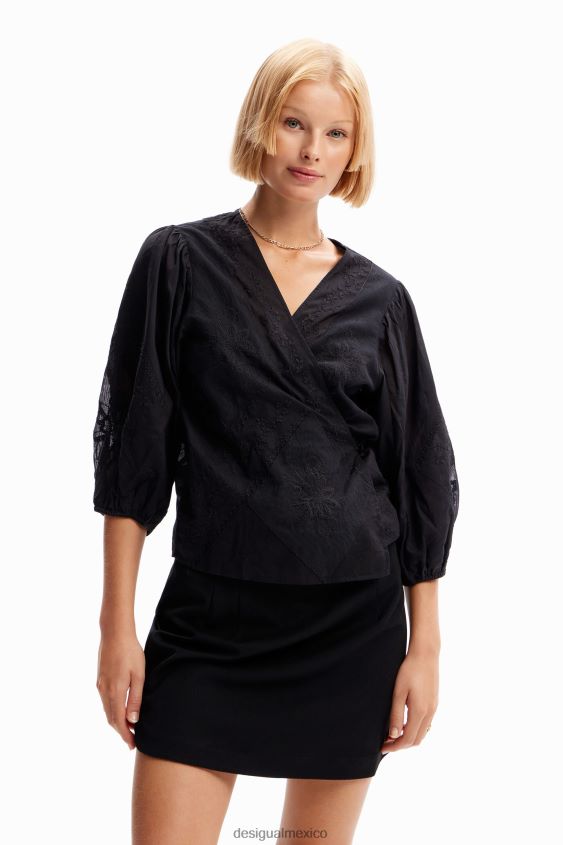 Desigual mujer blusa cruzada bordada VZ26R0179 ropa