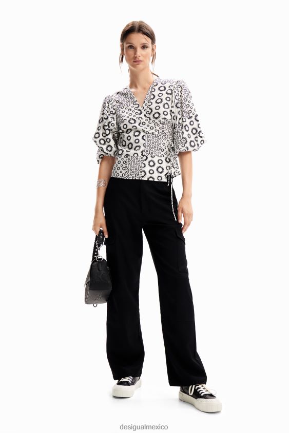 Desigual mujer blusa cruzada con patchwork VZ26R088 ropa