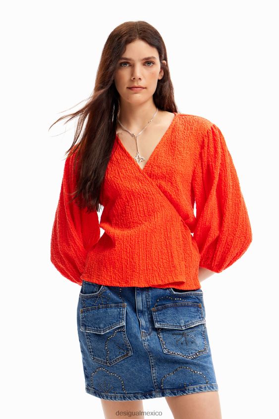 Desigual mujer blusa cruzada texturizada VZ26R0267 ropa