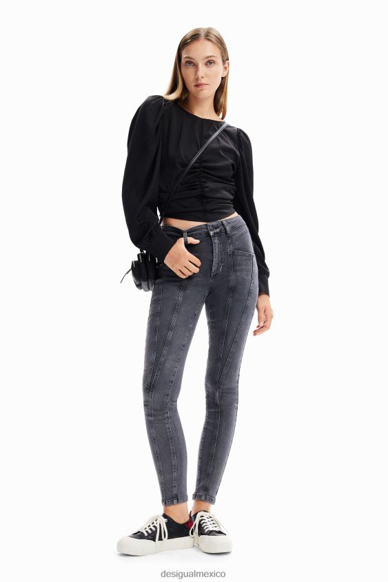 Desigual mujer blusa fruncida en jacquard VZ26R0265 ropa