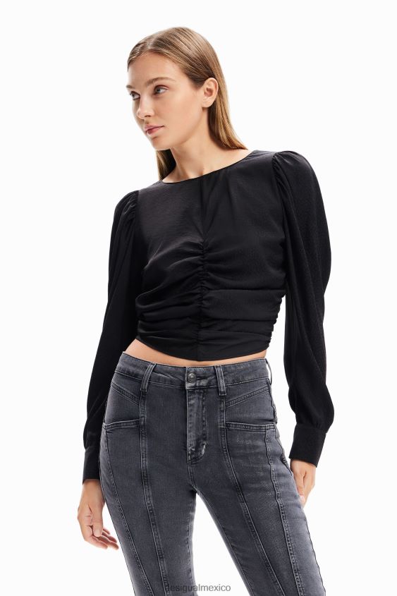 Desigual mujer blusa fruncida en jacquard VZ26R0265 ropa