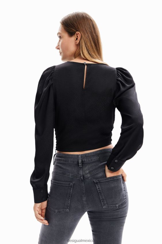Desigual mujer blusa fruncida en jacquard VZ26R0265 ropa