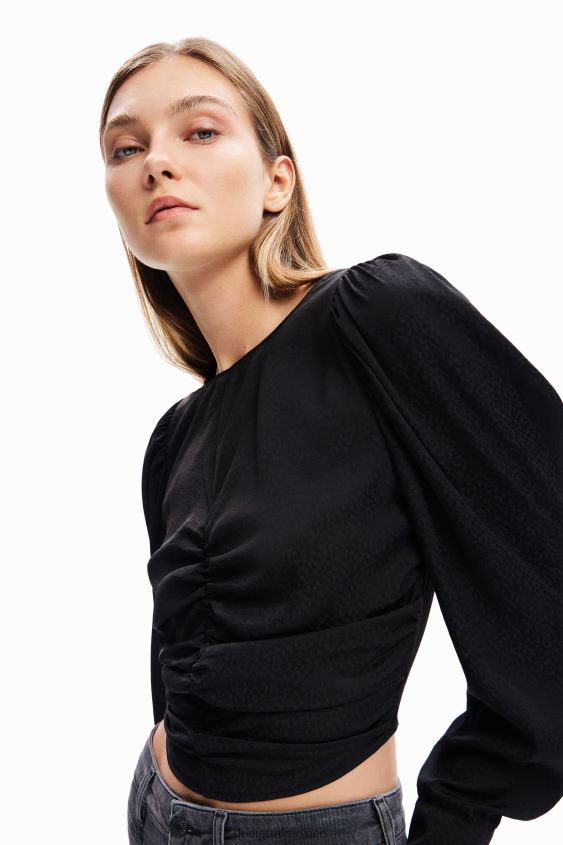 Desigual mujer blusa fruncida en jacquard VZ26R0265 ropa