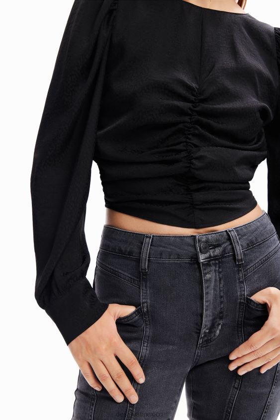 Desigual mujer blusa fruncida en jacquard VZ26R0265 ropa