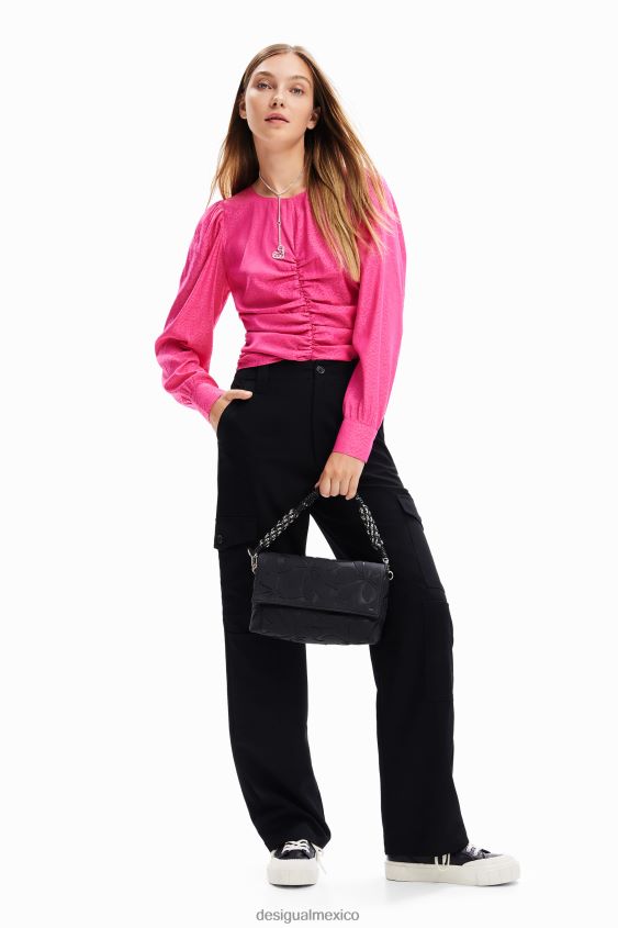 Desigual mujer blusa fruncida en jacquard VZ26R094 ropa