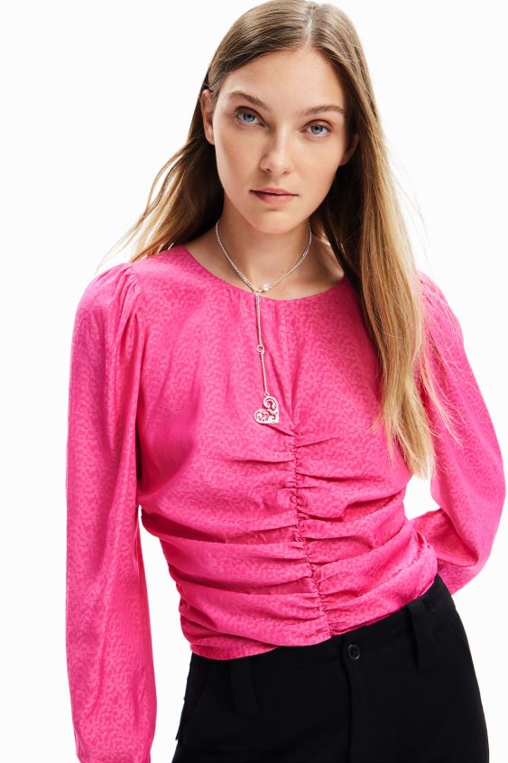 Desigual mujer blusa fruncida en jacquard VZ26R094 ropa