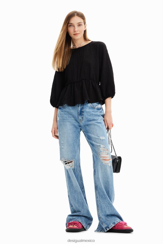 Desigual mujer blusa texturizada con aberturas VZ26R0718 ropa