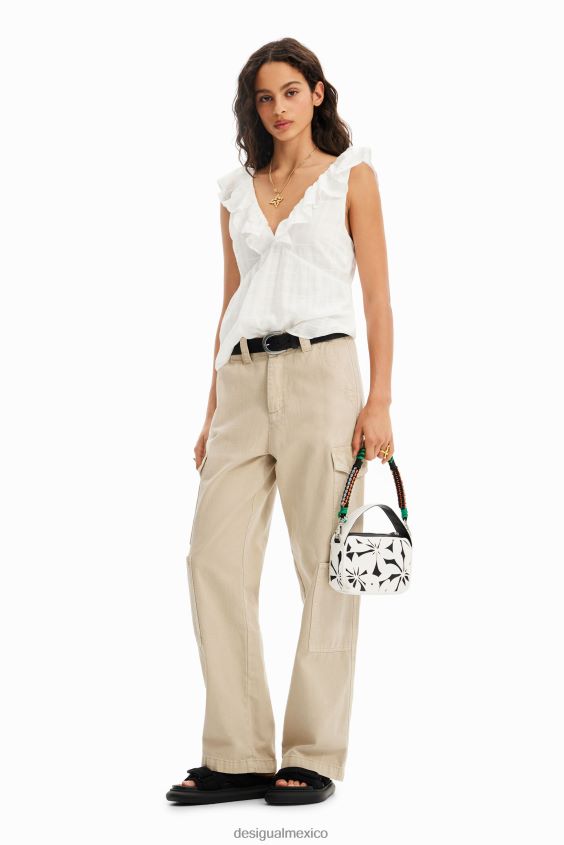 Desigual mujer blusa texturizada con volantes VZ26R0474 ropa