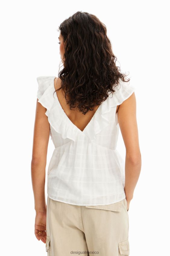 Desigual mujer blusa texturizada con volantes VZ26R0474 ropa