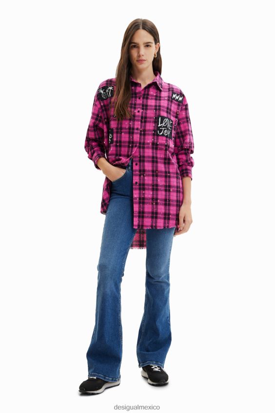 Desigual mujer camisa a cuadros de gran tamaño VZ26R0449 ropa