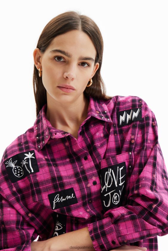 Desigual mujer camisa a cuadros de gran tamaño VZ26R0449 ropa