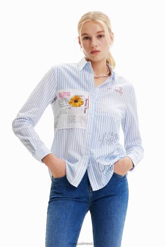 Desigual mujer camisa a rayas con patchwork VZ26R0163 ropa