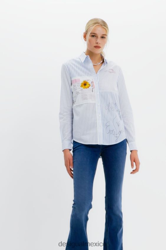 Desigual mujer camisa a rayas con patchwork VZ26R0163 ropa