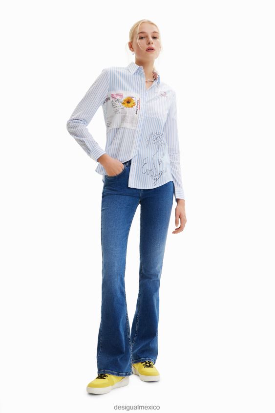 Desigual mujer camisa a rayas con patchwork VZ26R0163 ropa