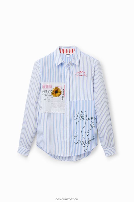 Desigual mujer camisa a rayas con patchwork VZ26R0163 ropa
