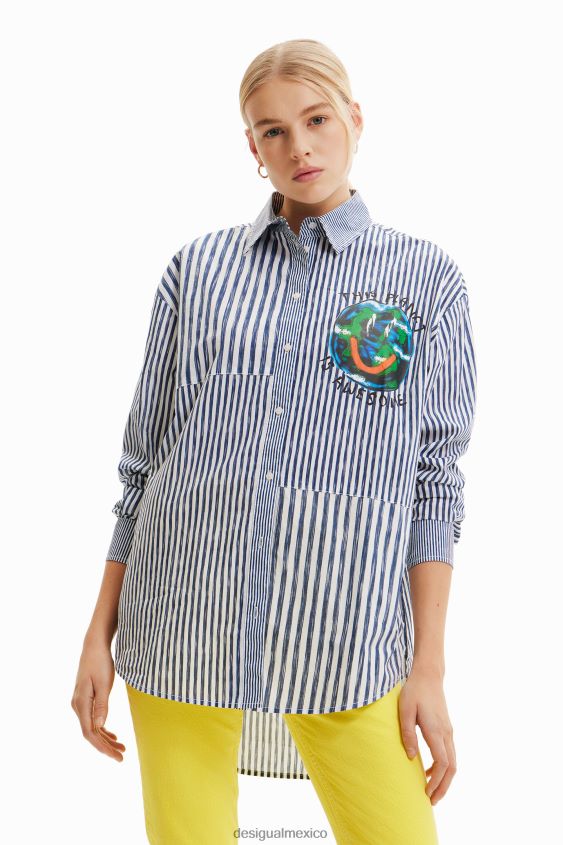 Desigual mujer camisa con ilustración patchwork rayas VZ26R0640 ropa