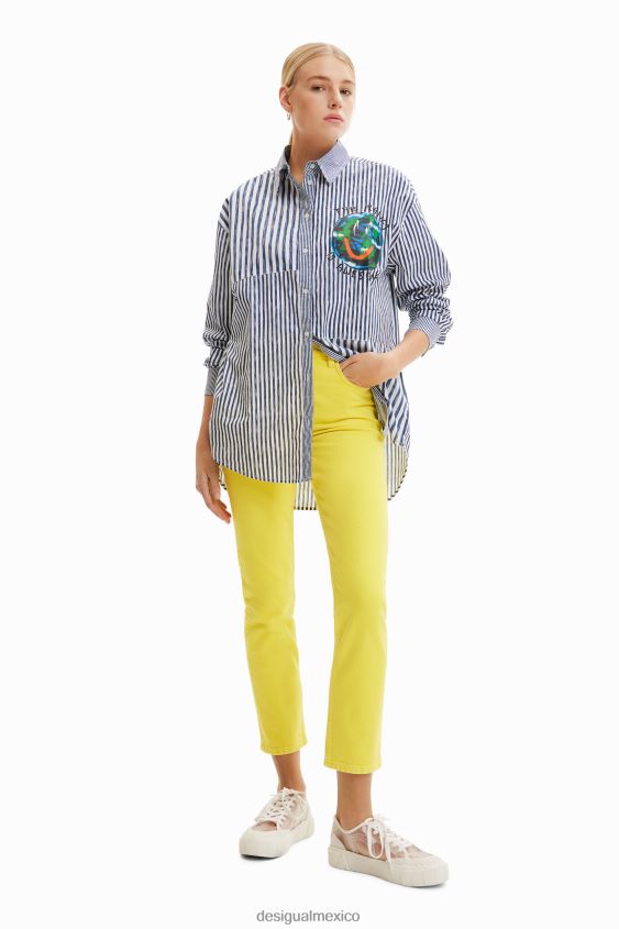 Desigual mujer camisa con ilustración patchwork rayas VZ26R0640 ropa