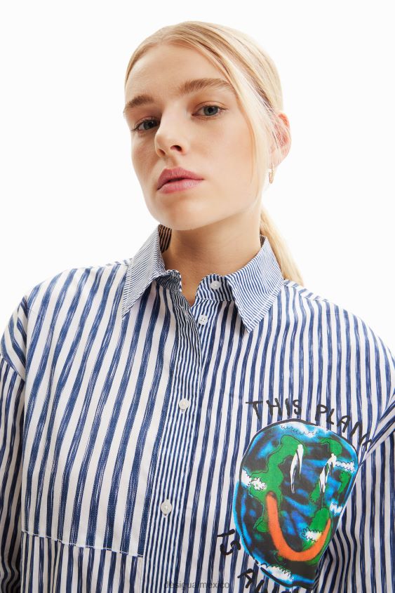 Desigual mujer camisa con ilustración patchwork rayas VZ26R0640 ropa