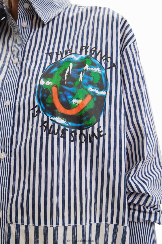 Desigual mujer camisa con ilustración patchwork rayas VZ26R0640 ropa