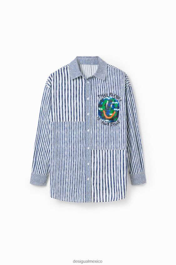 Desigual mujer camisa con ilustración patchwork rayas VZ26R0640 ropa
