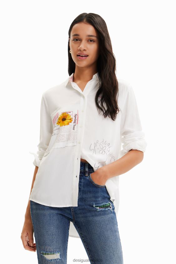 Desigual mujer camisa con mensaje de patchwork VZ26R0164 ropa