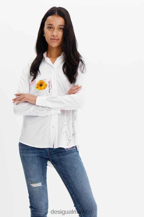 Desigual mujer camisa con mensaje de patchwork VZ26R0164 ropa