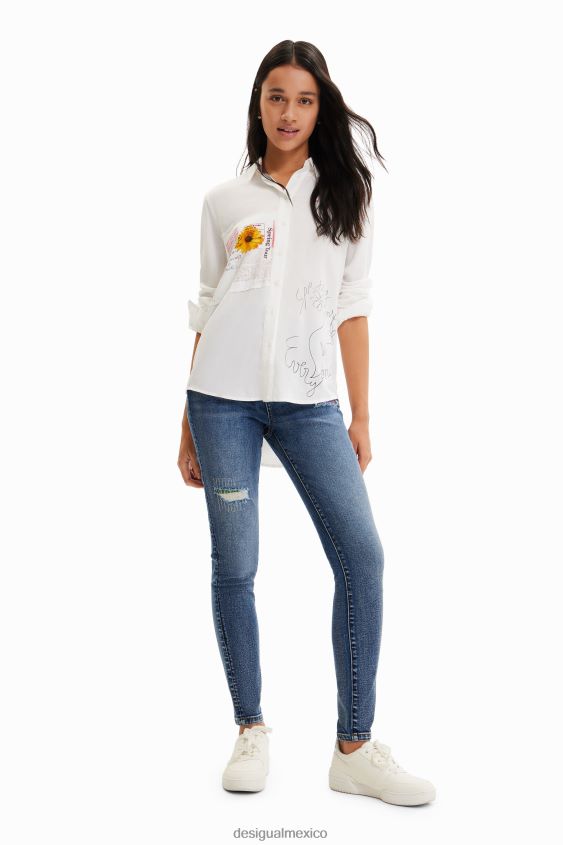 Desigual mujer camisa con mensaje de patchwork VZ26R0164 ropa