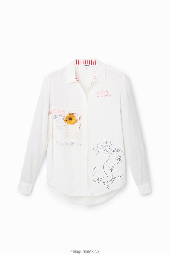 Desigual mujer camisa con mensaje de patchwork VZ26R0164 ropa