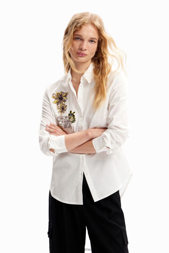 Desigual mujer camisa con parche de periódico VZ26R0107 ropa