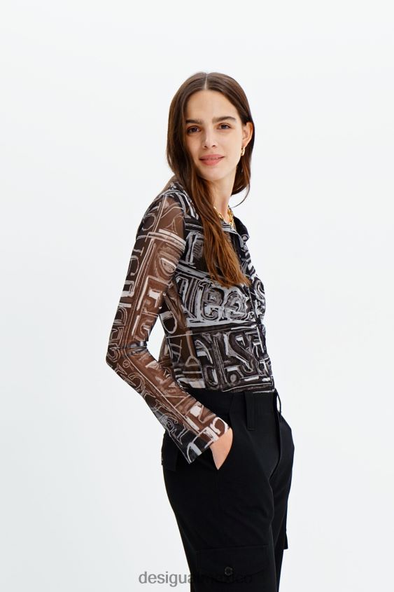 Desigual mujer camisa corta de tul delgada VZ26R0347 ropa