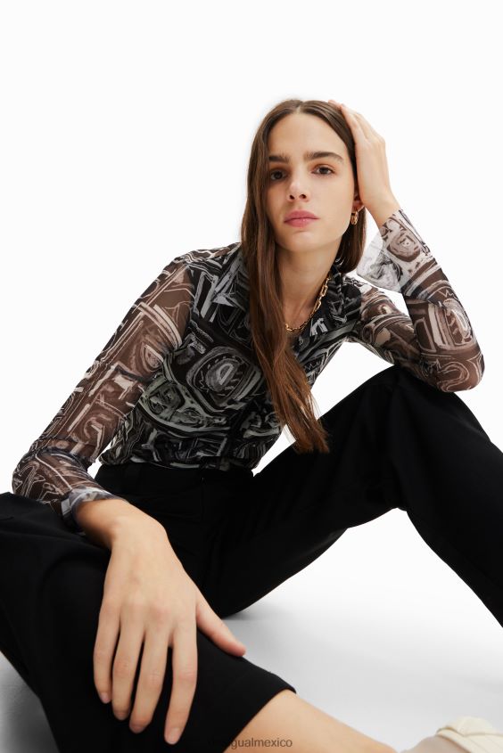 Desigual mujer camisa corta de tul delgada VZ26R0347 ropa